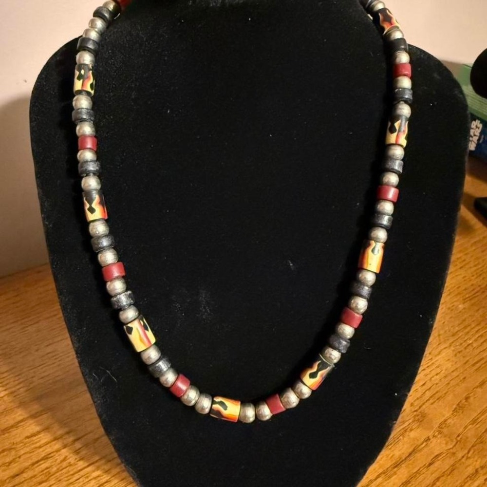 Red and Black beaded necklace